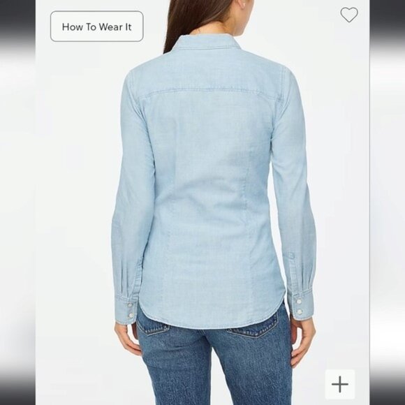 J. Crew 100% Cotton Lt Blue Button Down Shirt Small - Picture 4 of 12